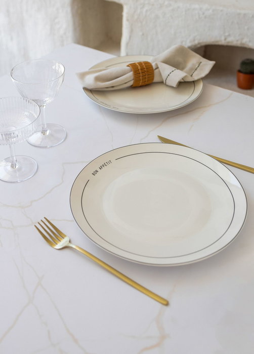 Hermia DNR0076 Juego de Platos de Servicio 6 Piezas Porcelana Blanca Apto Lavavajillas No Microondas Elegancia